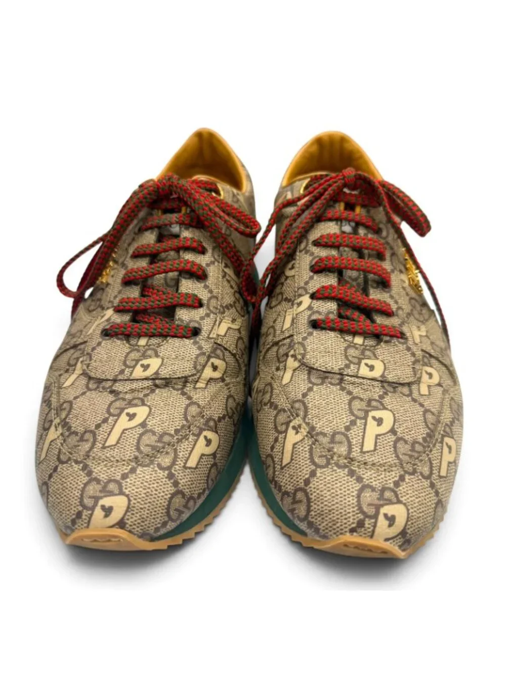 Gucci Palace Web Line GG Supreme Lace-up Low-Top Sneakers Brown Gold